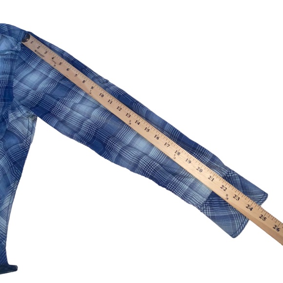 INC Blue Plaid Snap Down Shirt - Men’s Medium International Concepts - Picture 7 of 14